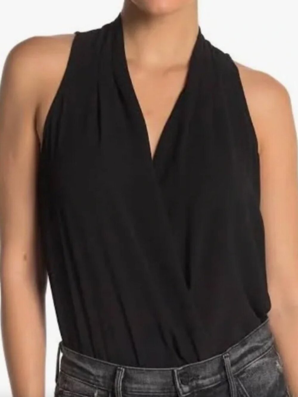 Lush Surplice Sleeveless Bodysuit Black Size XS